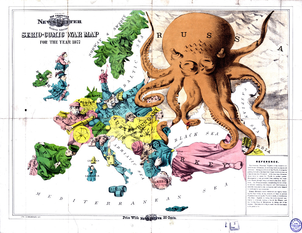 Mappa satirica d'Europa nel 1877 (molto dopo la Guerra di…