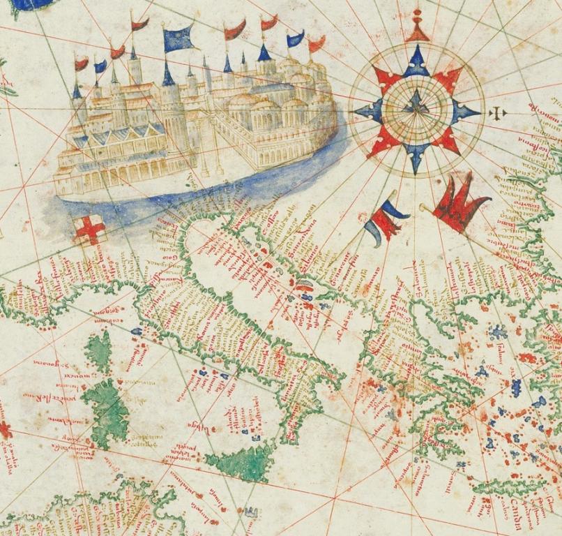Venezia nel planisfero di Cantino (1502, fonte wikimedia…