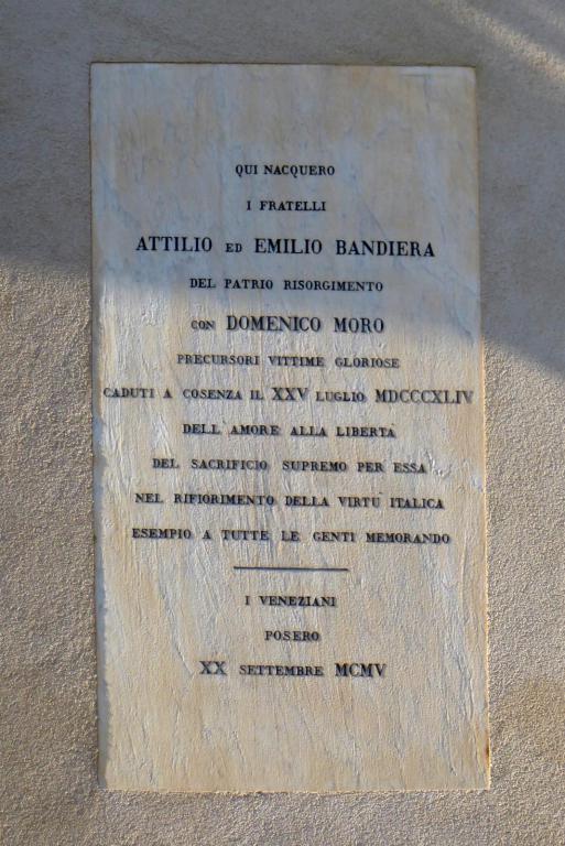 Campo Bandiera e Moro (Venezia) la lapide che ricorda i…