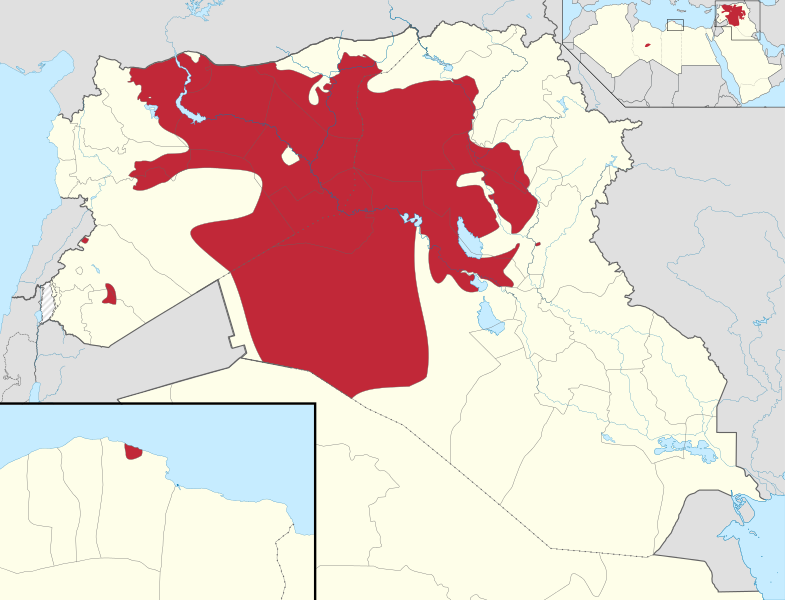 Territori occupati dallo Stato Islamico (in rosso) e…