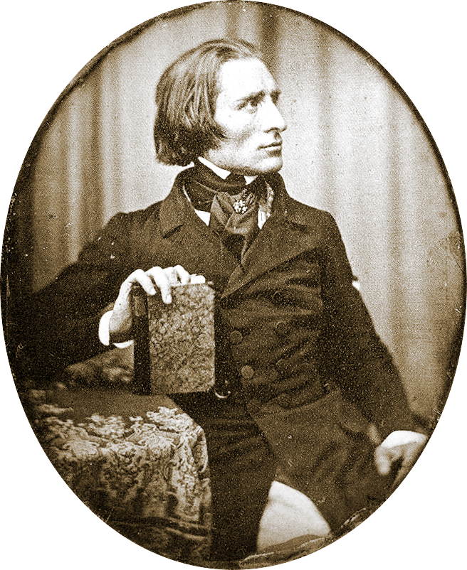 La prima foto rimastaci di Franz Liszt (1843, del fotografo tedesco Herman Biow; fonte: en.wikipedia.org). 