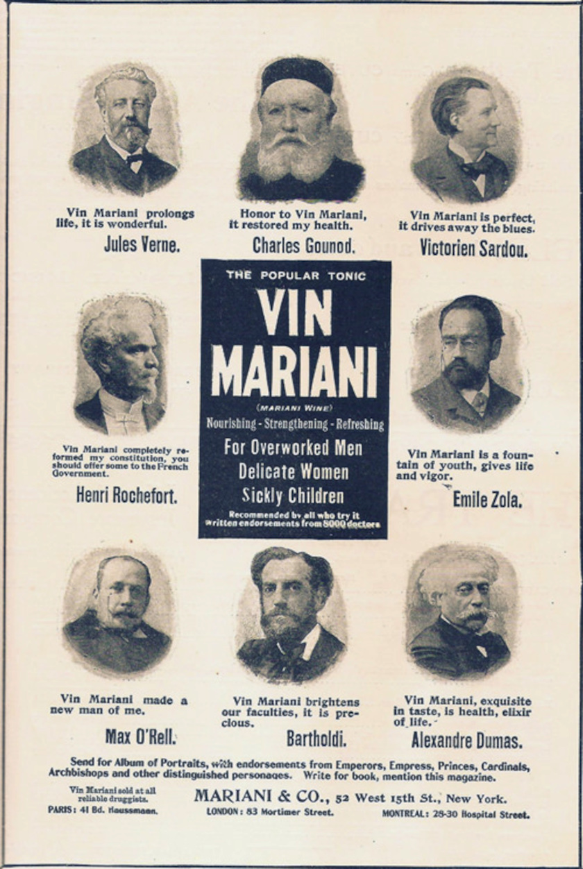 Intellettuali e politici francesi a favore del Vin Mariani.