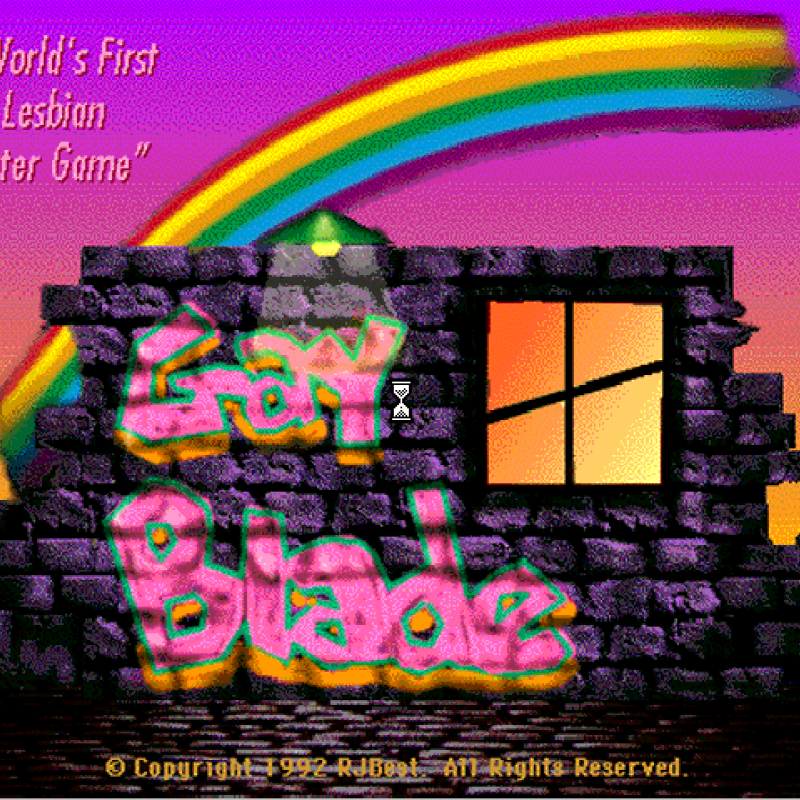 La pagina di apertura di GayBlade (1992).