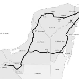 Il percorso del Tren Maya (fonte: en.wikipedia.org).