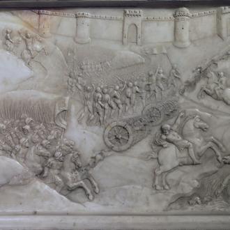 La battaglia di Agnadello raffigurata nella tomba di Luigi XII e Anna di Bretagna (dettaglio).