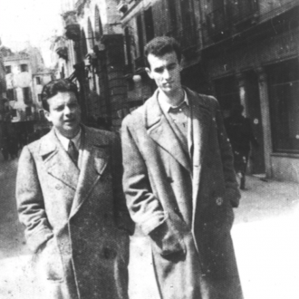 Bruno Maderna (a sinistra) con Luigi Nono nel 1948 (fonte: Fondazione Luigi Nono).